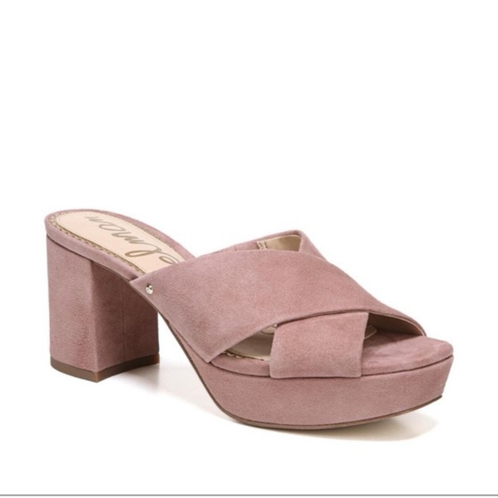 Sam Edelman Jayne Blush Suede Platform Mule Sandals Size 7